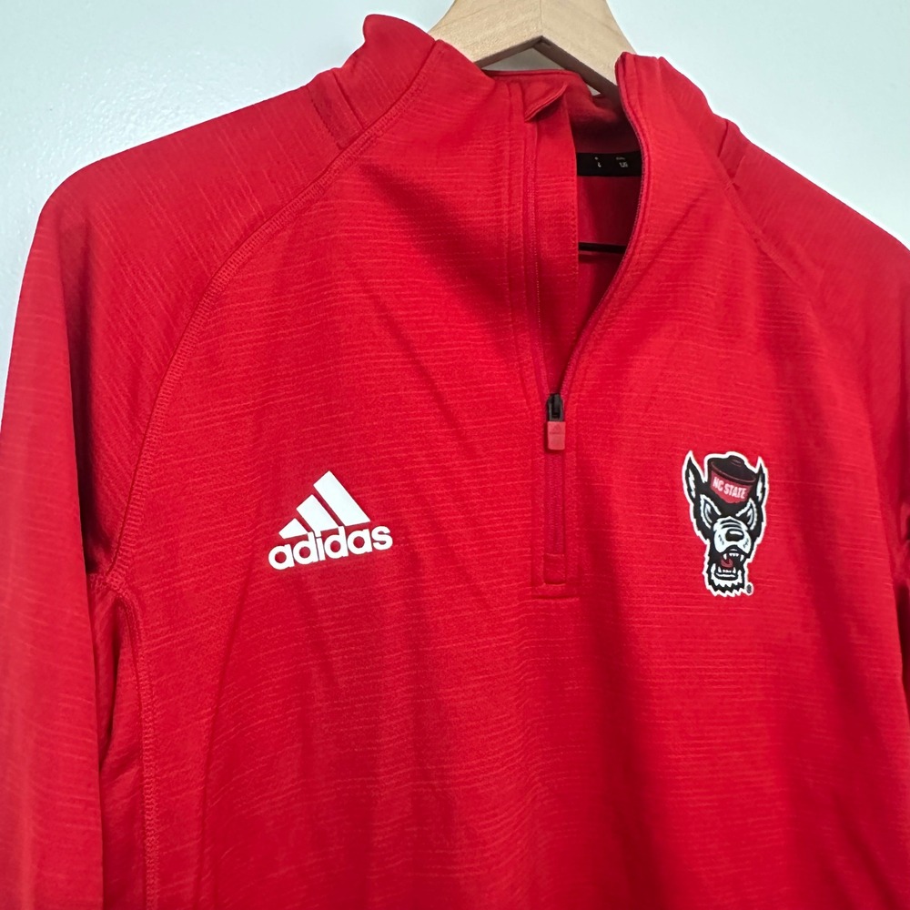 Adidas x NC State | NWT Woman's Wolfpack Red Tuffy Logo Quarter Zip Pullover, L - Picture 4 of 10